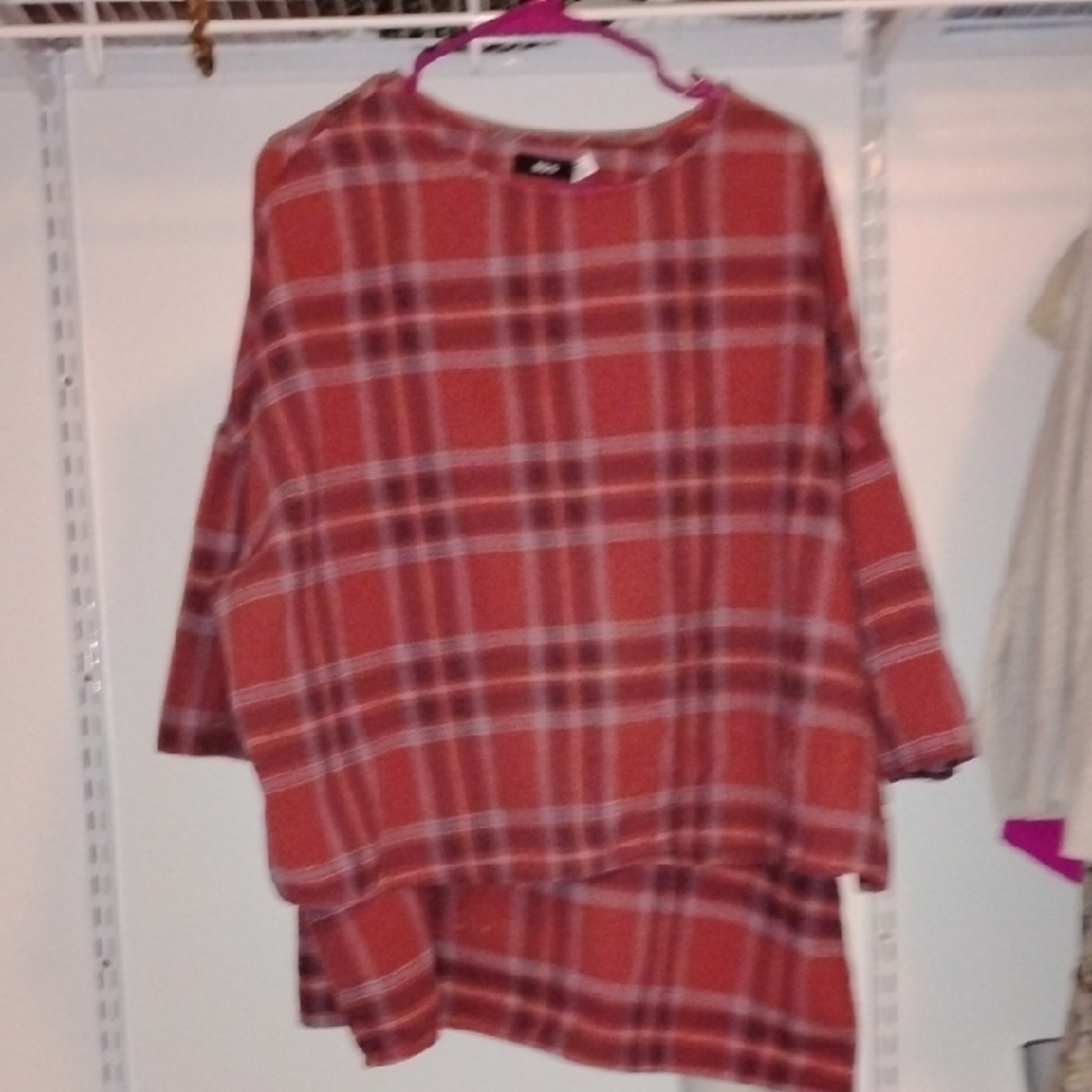 Plaid Red Oversized Top